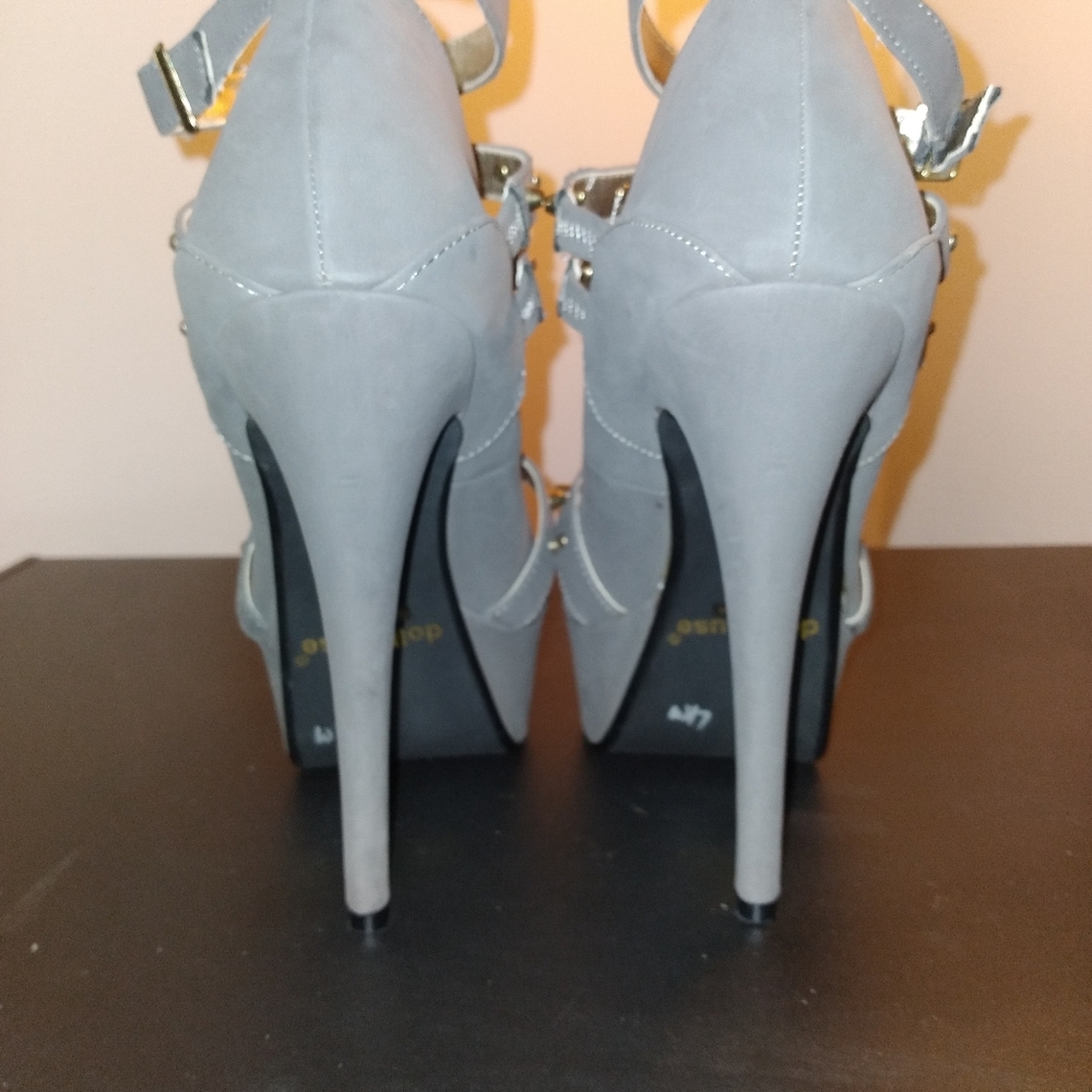 Gray Studded Pumps - image 4
